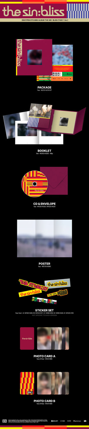 ENHYPEN - 8th Mini Album THE SIN : BLISS (TAKE 1 Ver. / TAKE 2 Ver. / TAKE 3 Ver. / TAKE 4 Ver.) Random
