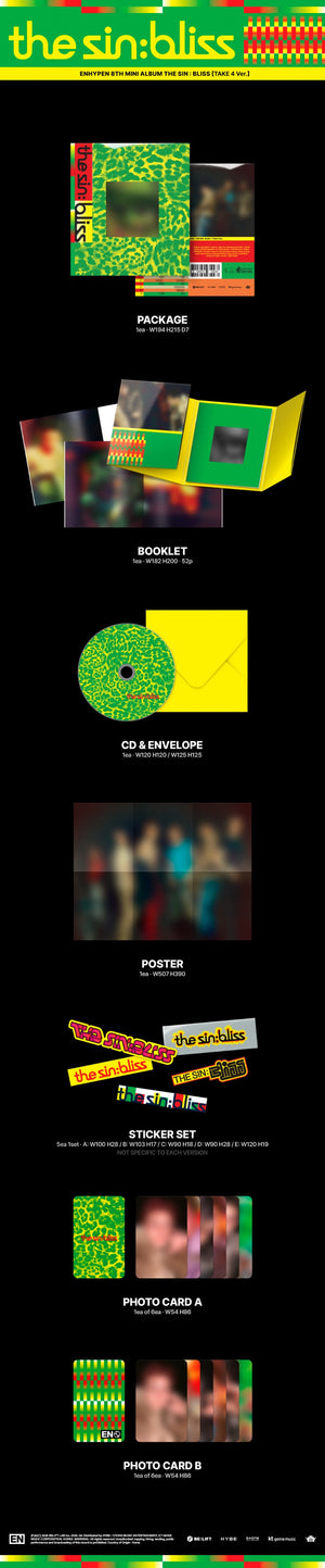 ENHYPEN - 8th Mini Album THE SIN : BLISS (TAKE 1 Ver. / TAKE 2 Ver. / TAKE 3 Ver. / TAKE 4 Ver.) Random