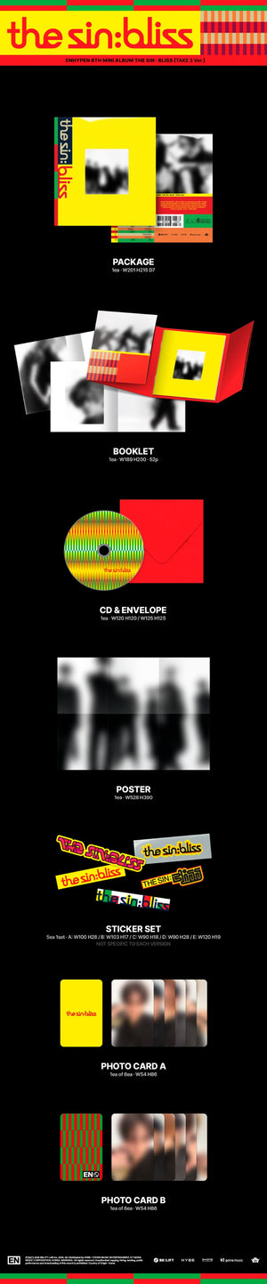 ENHYPEN - 8th Mini Album THE SIN : BLISS (TAKE 1 Ver. / TAKE 2 Ver. / TAKE 3 Ver. / TAKE 4 Ver.) Random