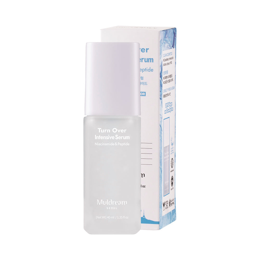 Muldream Turn Over Intensive Serum Peptide und Niacinamid 40ml Packung und Produkt